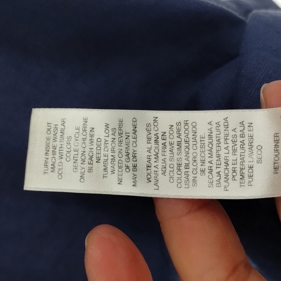 Chico's blue 100% linen w/sequin and brocade lace down back, button down size 3 - Picture 6 of 9